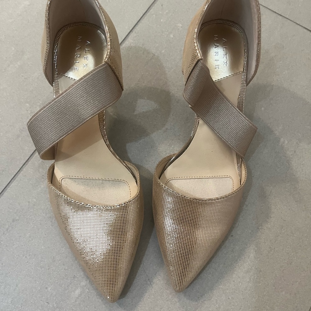 Alex Marie Shimmering Tan Heels